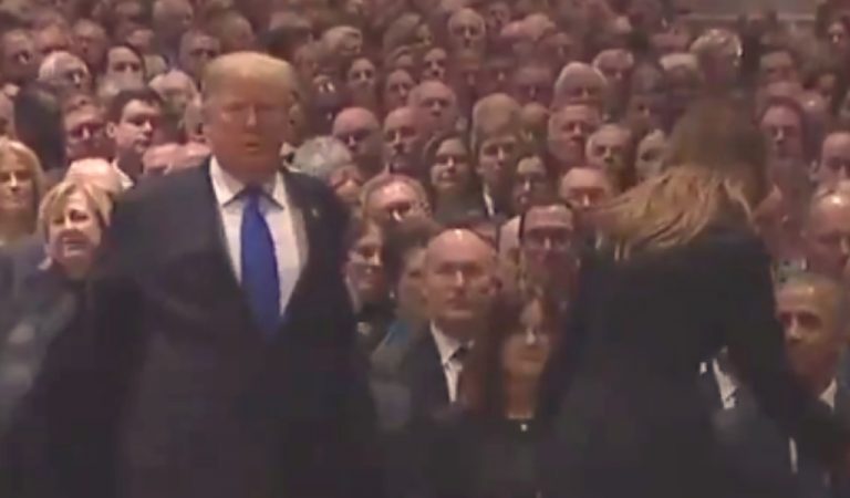 Trump Arrives For Bush Funeral, Sits Next To Past Presidents, The Look Michelle Obama Gives Him Is Priceless