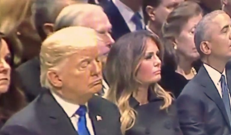Footage Taken At Bush Funeral Appears To Show Trump Dozing Off, This Is A Total Lack Of Respect
