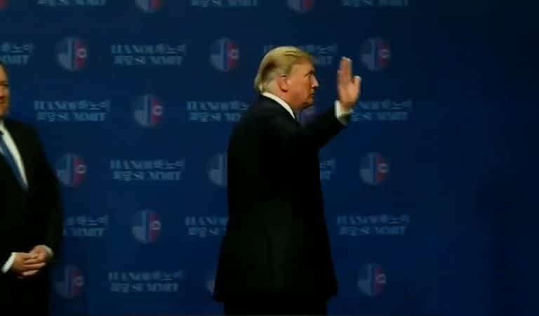 Video Footage Showed Trump Running Off Stage At Previous Summit With World Leaders, Could Be Heard Telling Staff “Get Me Out Of Here”