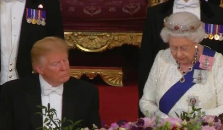 Trump Gets Roasted After Viral Photo Shows His Belly Nearly Bursting From His Clothes During Banquet With Queen