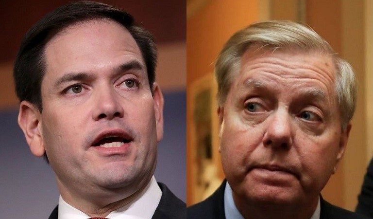 Lindsey Graham And Marco Rubio Looked Visibly Uncomfortable As Trump Went After Democrats During Speech