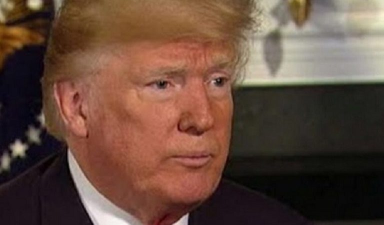 Someone Posted A Picture Of Trump With What Appears To Be An Unflattering Make-Up Line On His Face
