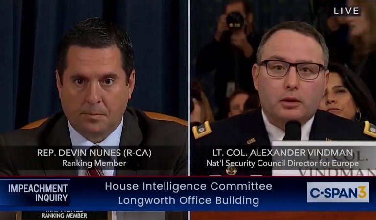 Watch As Witness Corrects Devin Nunes In Real-Time During Impeachment Testimony For Getting Title Of His Name Wrong