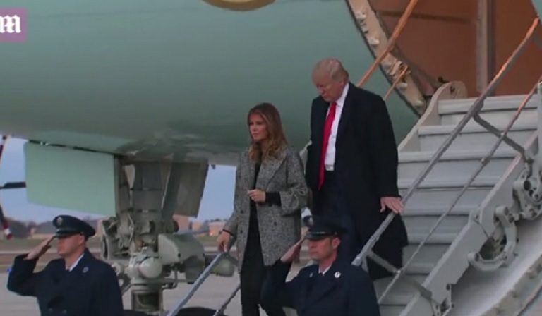 Trump Appeared To Be Caught With Toilet Paper Stuck To His Shoe On His Way Back To The White House