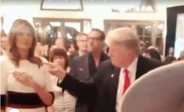 Trump Caught On Video Appearing To Goof Off While The National Anthem Is Playing During Super Bowl Party