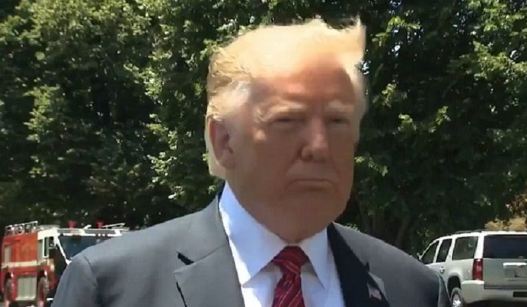 New Image Of Trump’s Hair Emerges, People Think He’s Using Toupée Tape: “A Little Duct Tape To Hold The Rat’s Nest In Place”