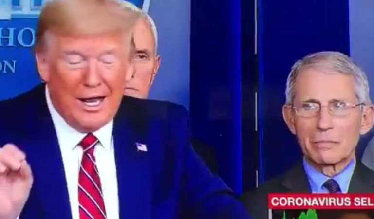 Watch Fauci Appear To Facepalm As Trump Rants About “Deep State Department”