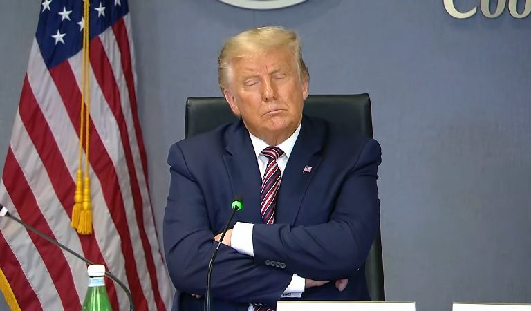 Donald Trump Sat With His Arms Crossed And Refused To Answer Questions While White House Staffer Appeared To Scream At Reporters To Get Out