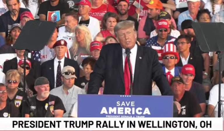 A Sweaty Trump Seems To Struggle With His Words During His First Rally Back