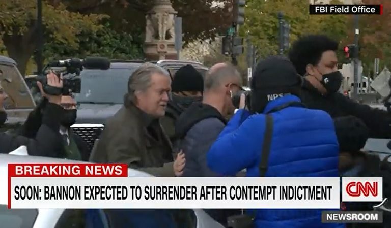 Steve Bannon’s Perp Walk Caught On Video As He Surrenders Himself To The FBI After Indictment On 2 Counts Of Contempt Of Congress
