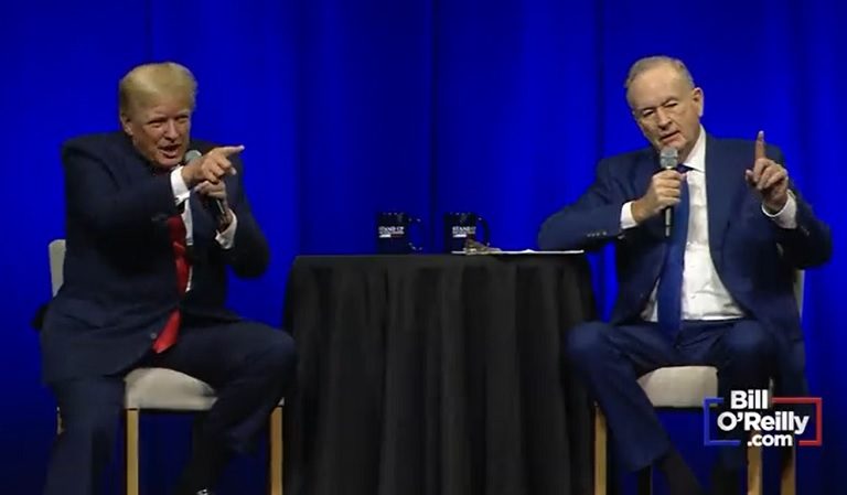Watch Trump’s Reaction As He And Bill O’Reilly Get Booed By The Audience During “History Tour’s” Final Show