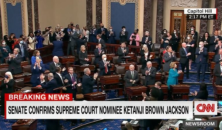 Watch Senate Democrats Erupt In Standing Ovation While Republicans Walked Out After The Official Confirmation Of Judge Ketanji Brown Jackson, Making History As The Nation’s First Woman Supreme Court Justice Of Color