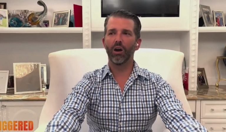 Don Jr. Got Brutally Roasted When A Late-Night Talk Show Host Spotted Empty Photo Frames In The Background Of Jr.’s Unhinged Rant Video: “Those Are Pictures Of His Friends”