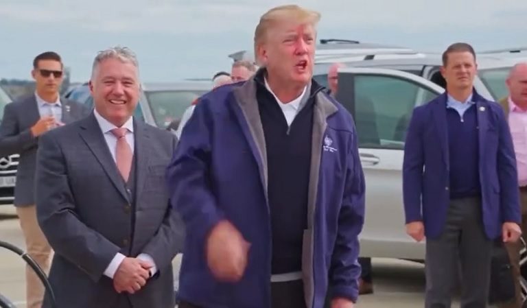 Donald Trump Was Caught On Video With A Bizarre, Bright Red Streak Down The Center Of His Face And People Had A Whole Lot Of Questions: “Did He Walk Into A Tree Or Something?”