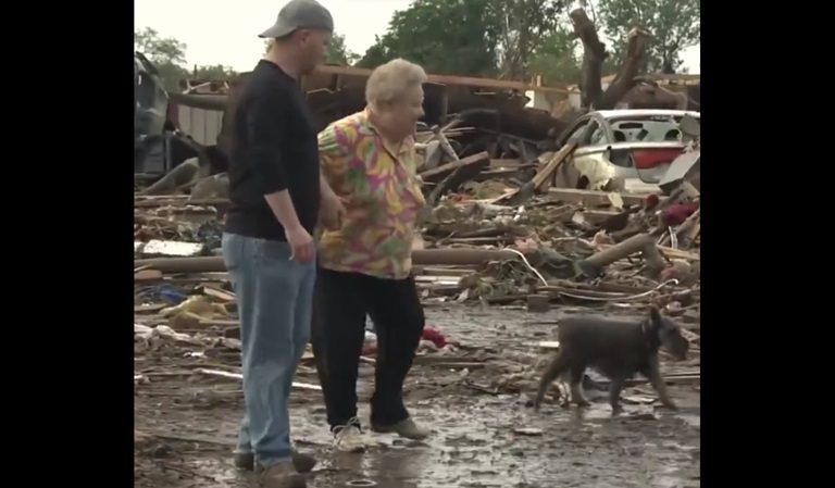 Survivor Of Devastating Tornado Finds Her Beloved Dog Buried Alive In The Rubble During Television Interview