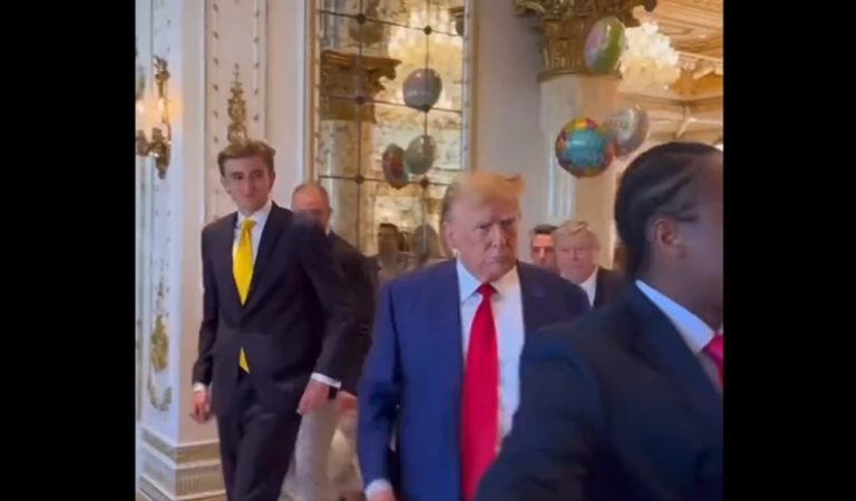 Barron Trump Looked “Embarrassed” In A Video Of His Dad Busting Out His Signature Cringey Dance Moves At Mar-A-Lago Event