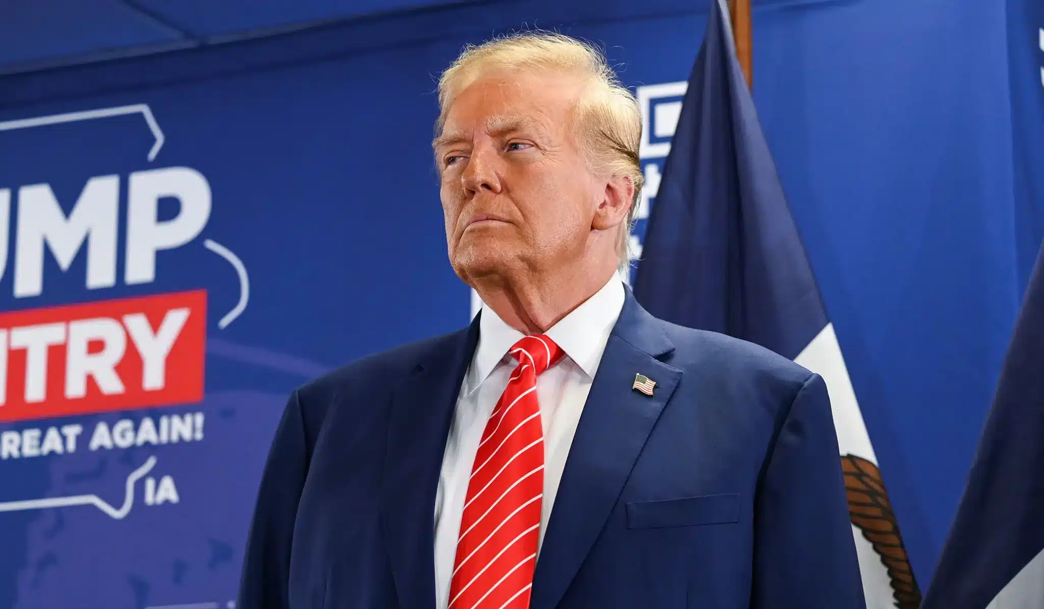 Donald Trump with a concerned expression