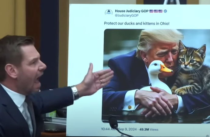 ‘Are You OK?’Eric Swalwell Publicly Goes After Jim Jordan For Sharing Fake AI Image Of Trump Protecting Animals