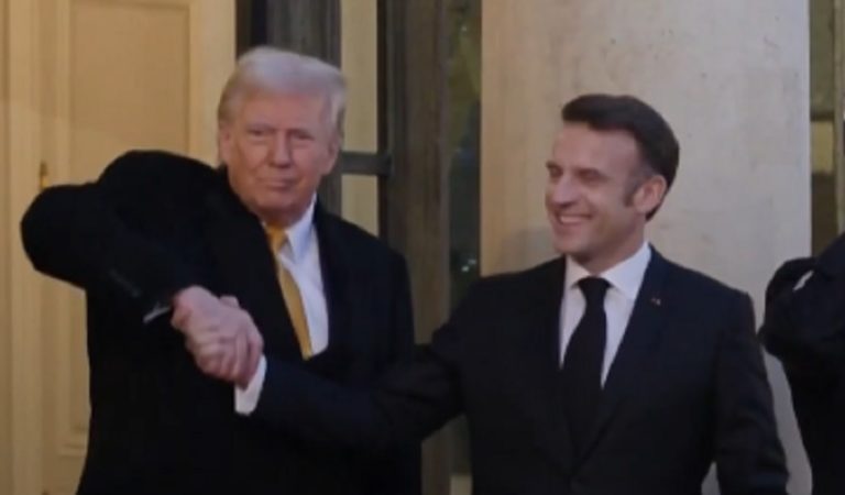 Trump Tries To Dominate French President Macron With Ridiculous ‘Strongman’ Handshake As Leaders Meet Ahead Of Notre Dame Reopening