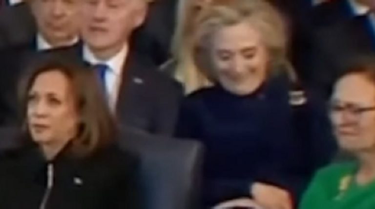 Hillary Clinton Starts Laughing In The Middle Of Trump’s Inauguration Address