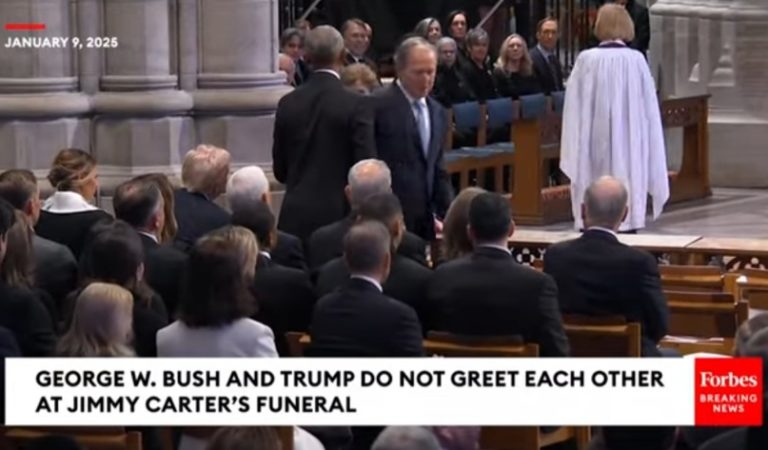 George W. Bush Seemingly Ignores Donald And Melania Trump At Jimmy Carter Funeral, Greets Obama