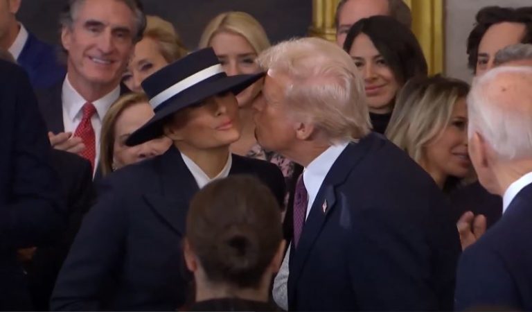 Trump And Melania Have Cringeworthy ‘Air Kiss’ During Inauguration Ceremony