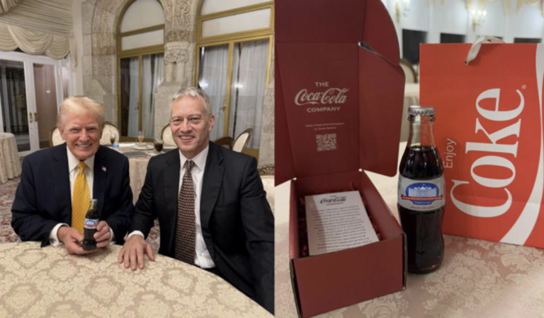 Coca-Cola Faces Backlash After CEO Awarded  Trump With ‘First Ever Presidential Commemorative’ Bottle Of Diet Coke