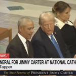 Barack Obama and Donald Trump at Jimmy Carter's funeral (YouTube screenshot/@Acyn)