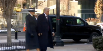 Donald and Melania Trmp at the inauguration (X screenshot)