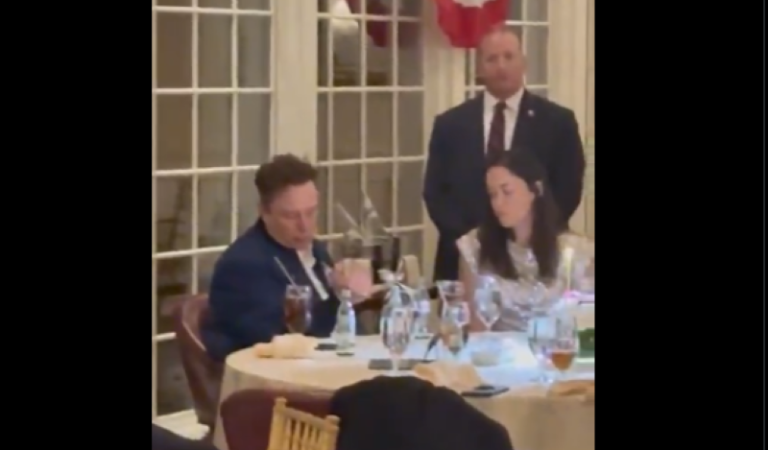 Video Shows Awkward Moment Of Elon Musk Playing With His Silverware At Trump’s Bedminster