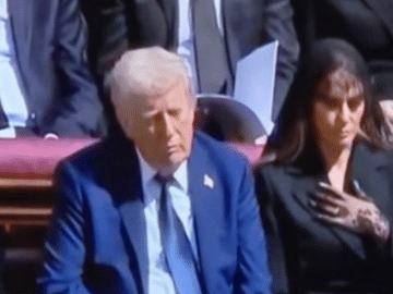 Donald Trump appearing to sleep at the pope's funeral (X screenshot)