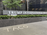 Trump International Hotel graffiti (Photo courtesy of X screenshot)