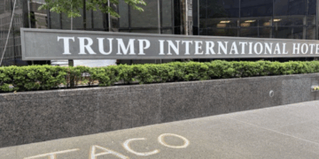 Trump International Hotel graffiti (Photo courtesy of X screenshot)
