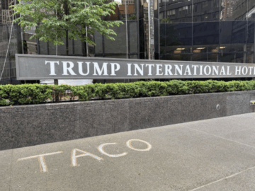 Trump International Hotel graffiti (Photo courtesy of X screenshot)