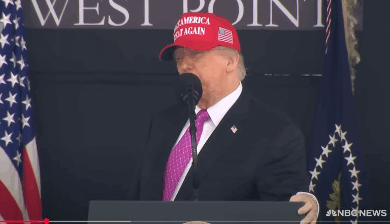 Sources Claim Trump Wore Campaign Hat To West Point After Bald Spot Was Caught On Camera