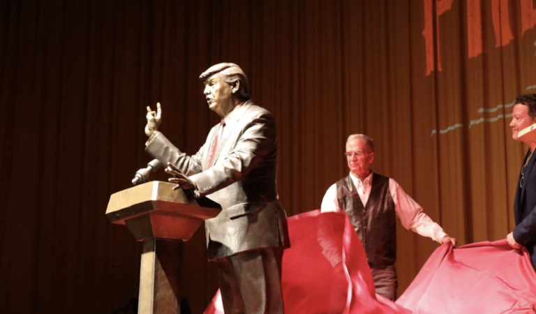 Unveiling Of New Donald Trump Statue Met With Protestors