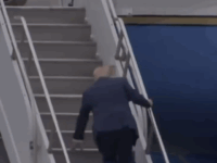 Donald Trump stumbled as he got on Air Force One (X screenshot)