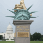 The sculpture that appeared at Trump's parade (X screenshot)