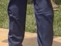 A crease in the president's pants has people talking. (X screenshot)
