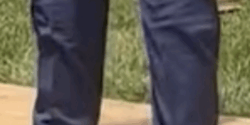 A crease in the president's pants has people talking. (X screenshot)