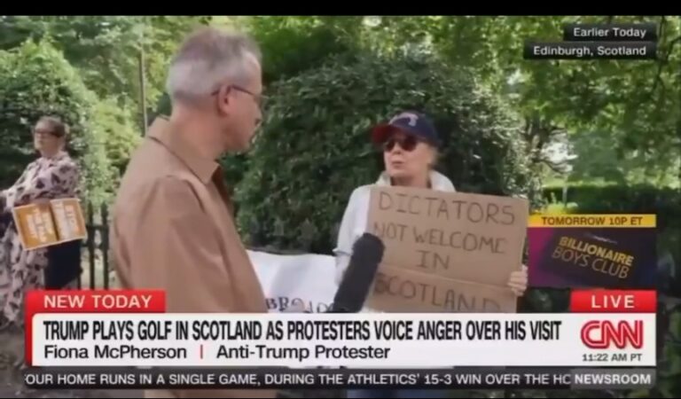 Scottish Protester Has Simple But Brutal One-Liner For Trump And It’s Going Viral Scottish Protester Has Simple But Brutal One-Liner For Trump And It’s Going Viral