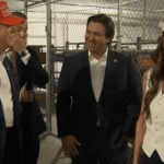 Trump and DeSantis in front of cages (X Screenshot)