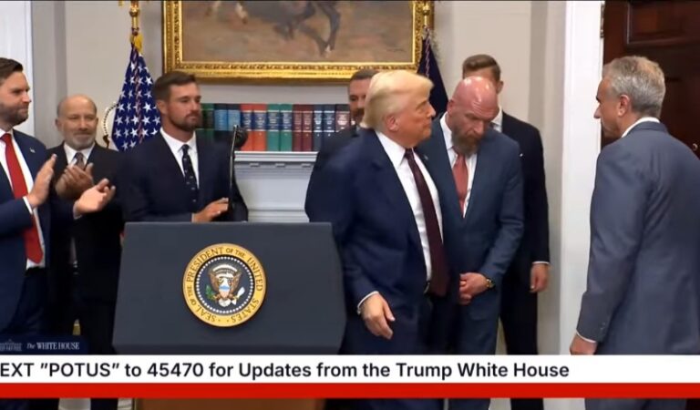 Trump Appears To Hit The Podium On His Way Out Of Presser