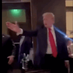 Trump confronts protesters at Joe's Seafood (X screenshot)